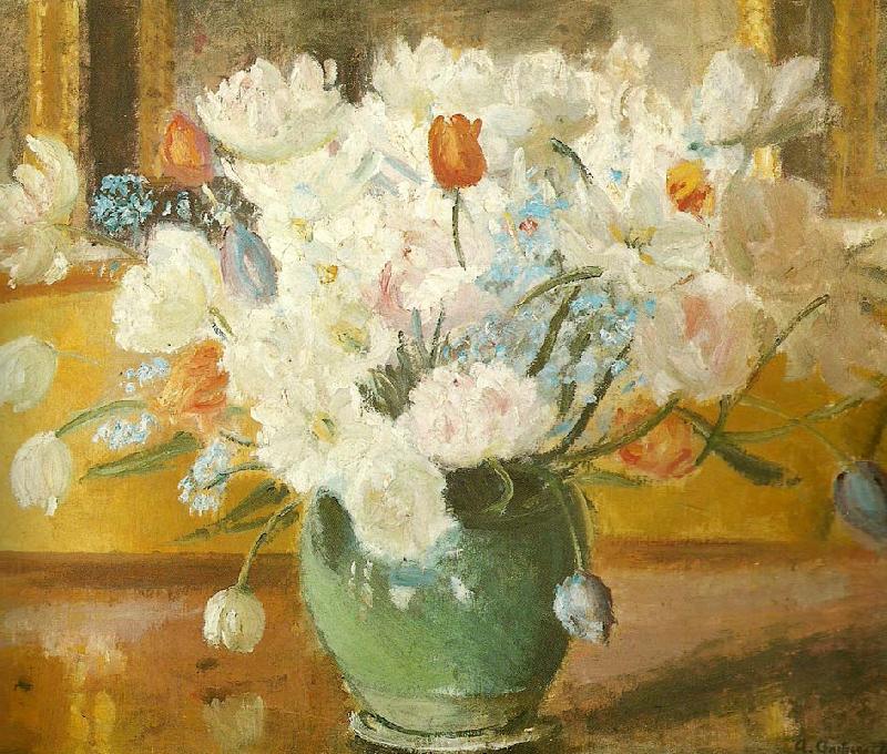 Anna Ancher tulipaner i gron vase